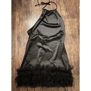 Love Culture Black Halter Neck Party Night Club Dress With Frill Size Large BNWT